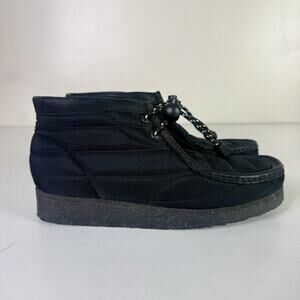 Clarks Originals Wallabee Quilted Nylon Ankle Boots Women 8.5 Black Toggle Crepe